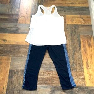 Navy blue & white workout pant & white Merona tank